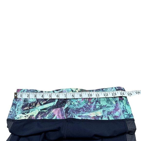 Lululemon Var-City Crop Navy Iridescent Multi Mesh Panel Lattice Leggings Size 8 - Picture 12 of 14